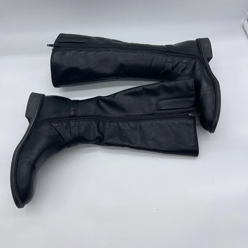 Frye & Co Gaylin Women's Size 7M Stacked Heel Riding Boots FOF23 Black Zipper